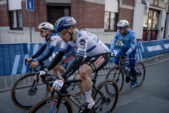 European Champion JAKOBSEN Fabio (NED/Soudal-Quick Step) rolling in over the finish line with one more lap to go, showing scars from an earlier crash55th Le Samyn 2023One day race from Quaregnon to Dour (BEL/209km)©kramon