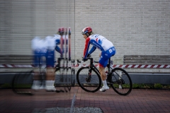 Jensen Plowright from team Groupama FDJ on his way to the pre race team presentationExterioo Cycling Cup11th GP Monseré 2022 (BEL)One day race from Hooglede to Roeselare ©rhodephoto